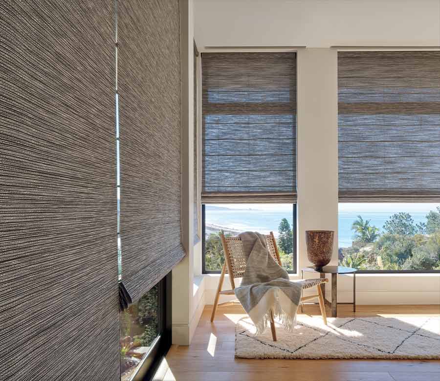 textured roman shades in toronto home