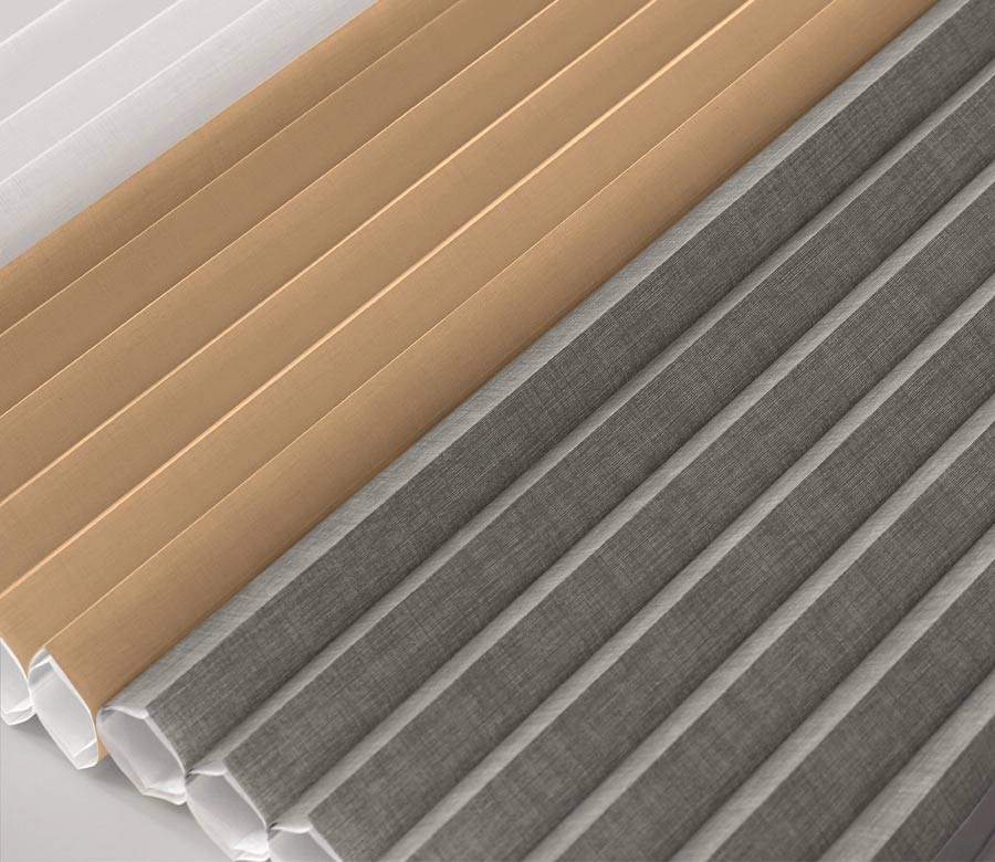 detail of fabric options for temperature regulating window blinds