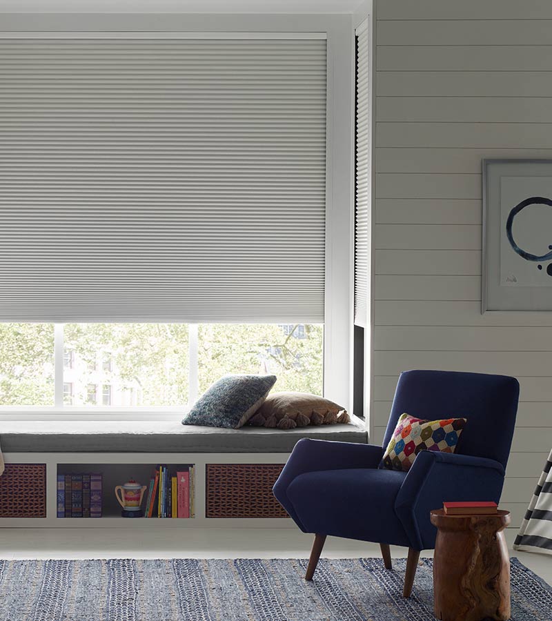 Bedroom featuring Duette® LightLock™ blackout shades
