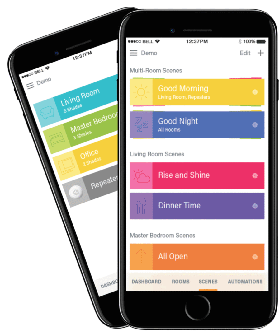 Smart home app with features for motorized blinds on toronto ontario home