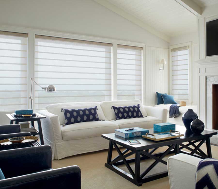 vignette roman shades in living room