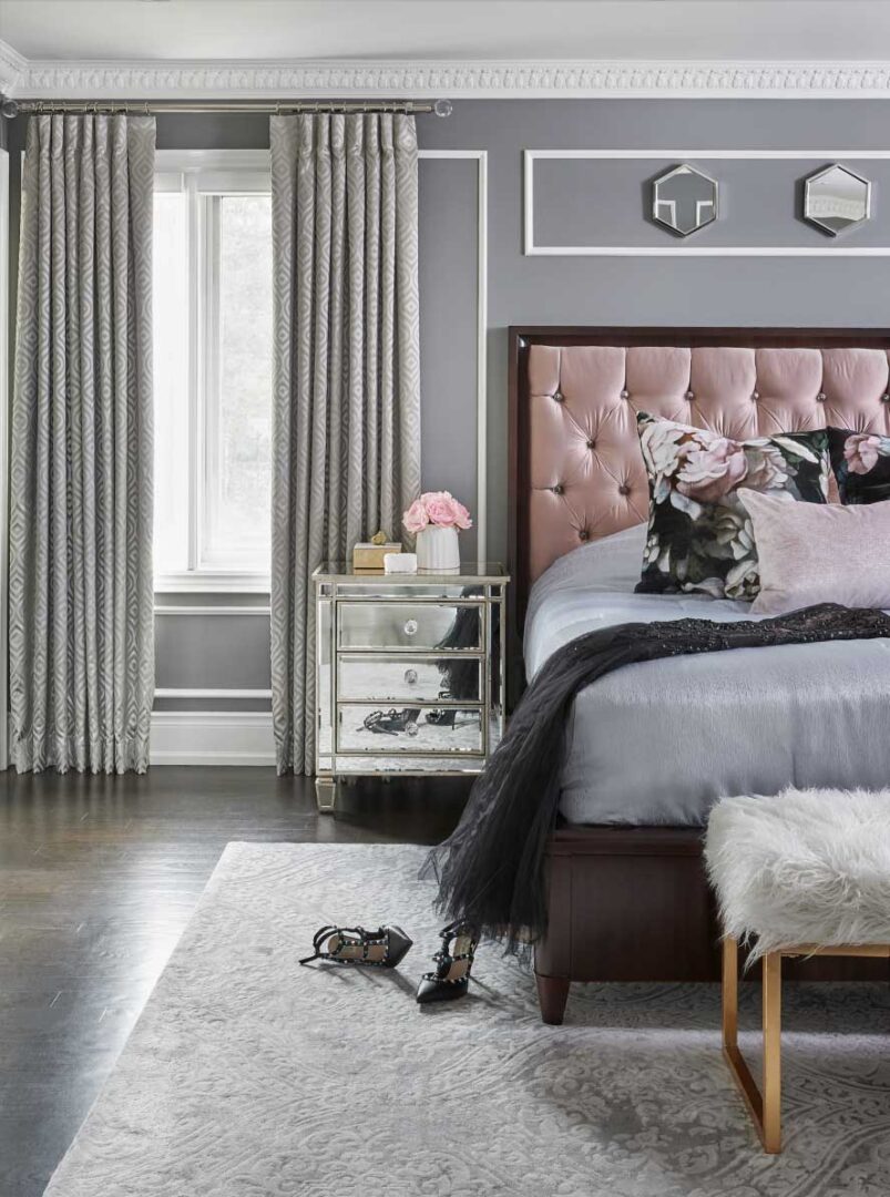 dusty rose and grey bedroom toronto canada