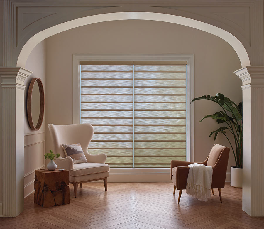 sheer roman shades on living room