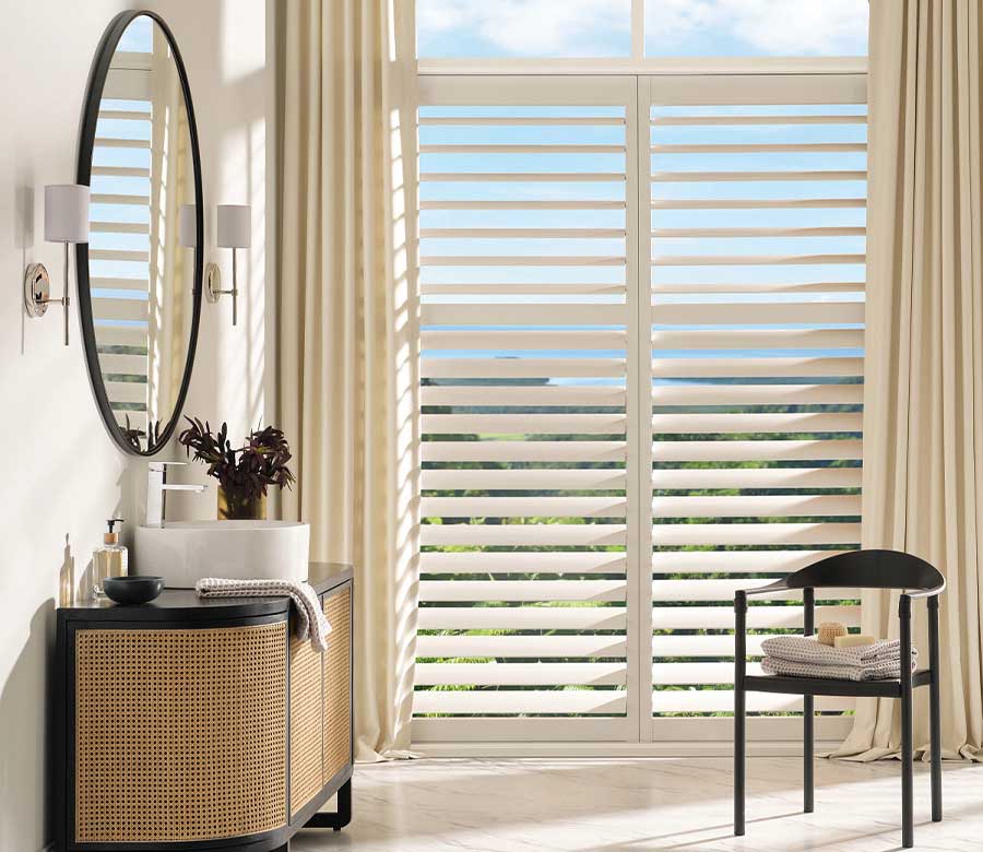 palm beach white shutters in bathroom