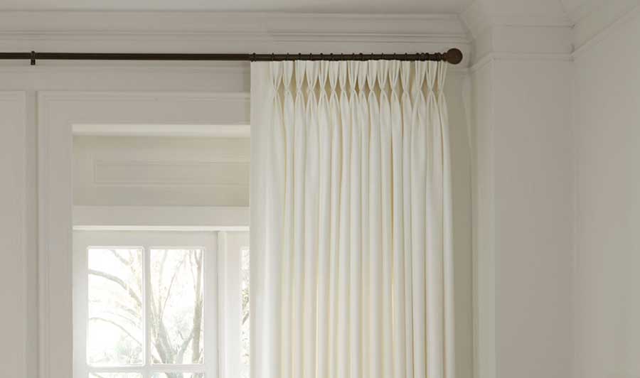 Triple Pleat Drapery with Black Rod toronto canada