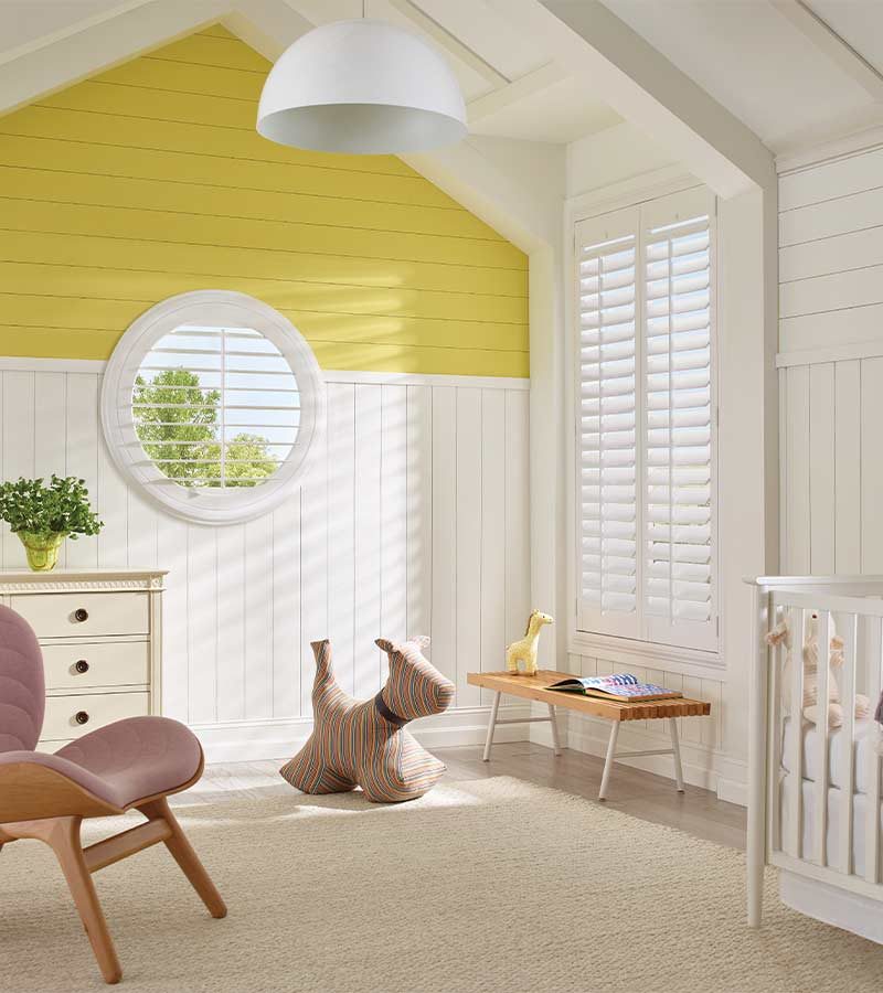 childrens bedroom white child safe shutters