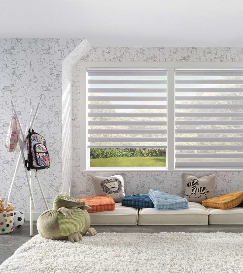 bedroom white cordless shades